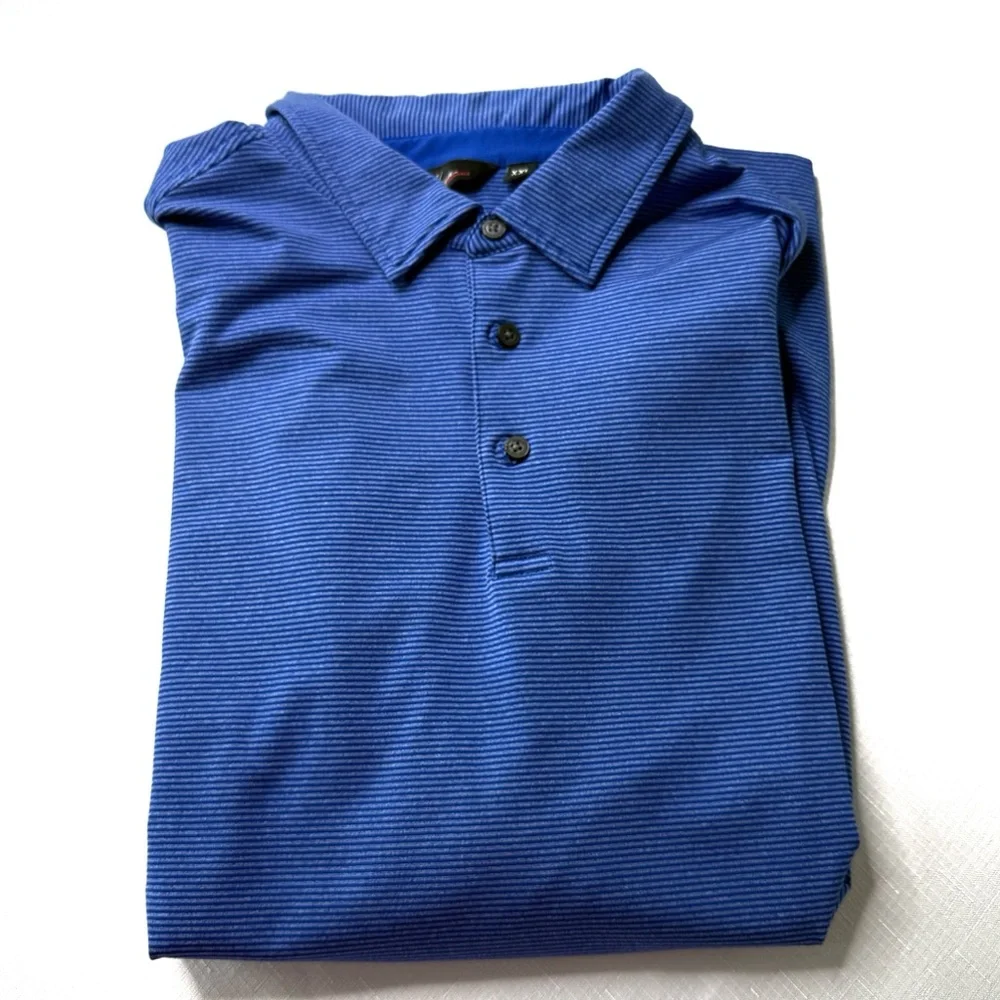 Walter Hagen Blue Stripe Long Sleeve Golf Polo Performance Shirt Men’s XXL